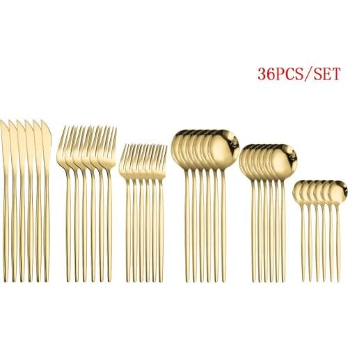 Cutlery Stainless Steel Set Tableware Golden Knives Forks Spoons Sets Tea Coffee Spoon Set Kitchen Dinnerware Spoon Dropshipping