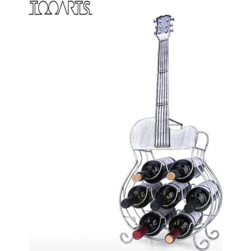 Tooarts 7 Bottles of Guitar Wine Rack Large Guitar Decoration Modern Wine Rack Handicraft Display and Storage Home Decor