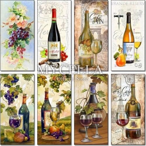 Embroidery,diamond painting embroidery,grape wine,diamond painting full square,diamond embroidery,Wine bottles cups Home Decor