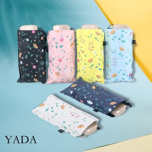 YADA 2020 Small Flower Pattern 5-Folding Rainy Mini Pocket Umbrella For Women Anti-UV Small Parasol Flowers Umbrellas YD200281