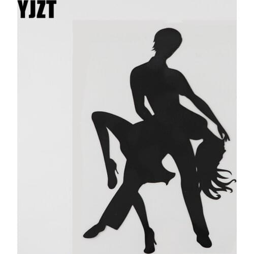 YJZT 11.1CMX16.8CM Fashion Tango Dance Decal Vinyl Car Sticker Black/Silver 8A-0893