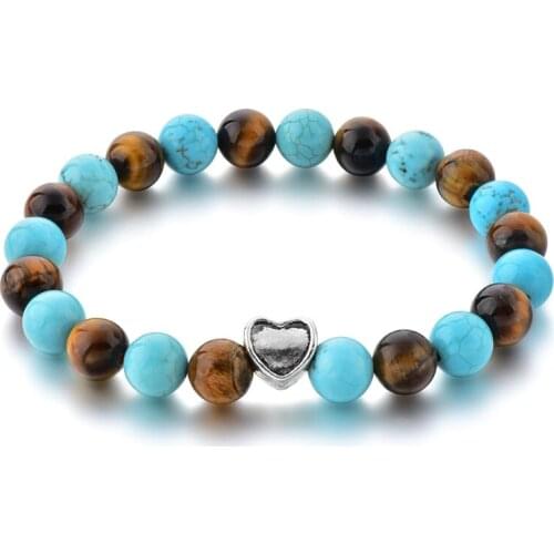 LongWay Heart Love Charm Bracelets Women 2019 New DIY Natural Stone Beads Beaded Bracelet For Woman Piano Color SBR190051