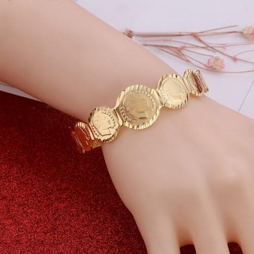 Queen Head Bangle Coin Bracelet New Fashion Jewelry Gold Color Bracelets Bangle For Women