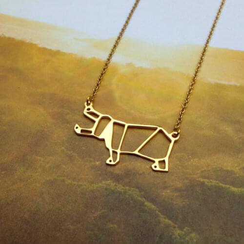 Hippopotamus Necklace Women Origami Statement Pendant Hippo Jewelry