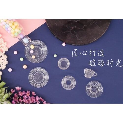 1:6 doll house mini model furniture accessories Glass texture tea cup saucer fruit plate salad bowl