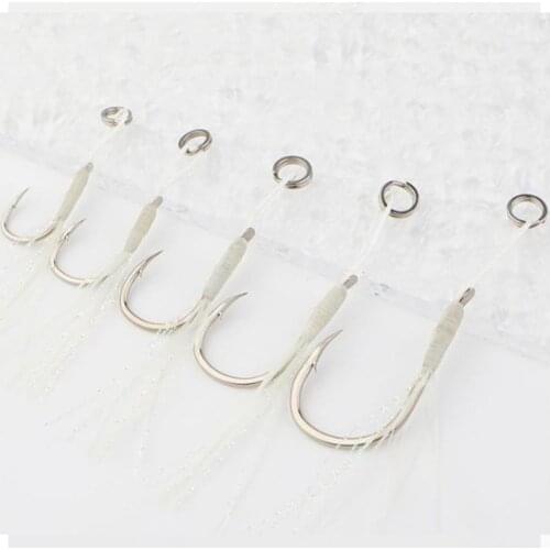 1PCS Steel Carbon Mackerel Feathers Bass Cod Fishing Lures Sea Fishing Tackle Boat Luminous Fishing Hook Treble Fishing Lures