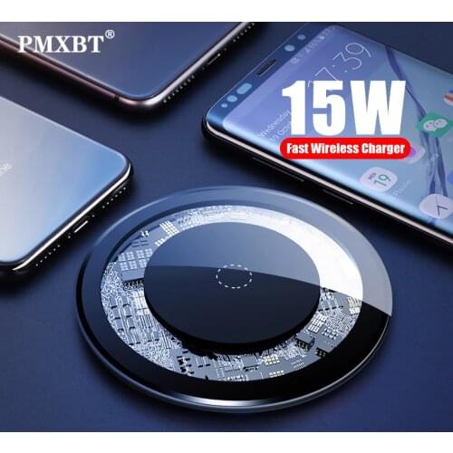 15W Fast Wireless Charger For iPhone X 8 11pro Transparent Visible USB Qi Charging Pad for Samsung S9 S10 Phone Wireless Charger