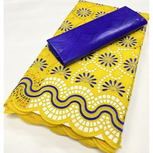 2.5+2.5yards Swiss Lace Fabric 2021 High Quality Embroidery Fabric African Bazin Riche Fabrics Guunea Brocade Fabrics For Women