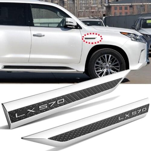 2pcs Car Front Side Fender Decor Trim Sticker For Lexus LX570 Side Wing Blade Badge Luxury Logo VIP Nameplate Car Styling