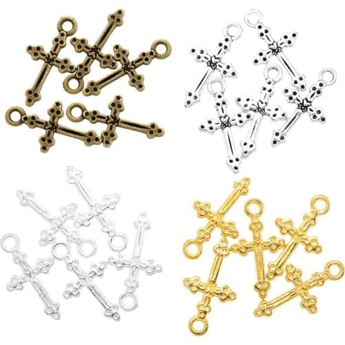 40 pcs Fashion charms metal cross pendant diy jewelry necklace T61