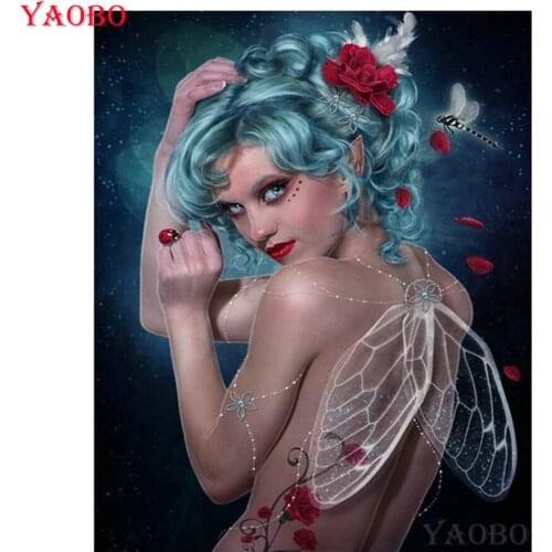 5D Diy Diamond Painting dragonfly fairy Diamond Embroidery Cross Stitch Needlework Diamond Mosaic Paintings Unfinished Decor