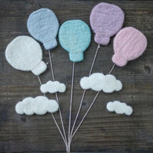 9 Pcs DIY Baby Wool Felt Dinosaur Stars Love Heart Clouds Balloon Decorations Newborn Photography Props Ornaments