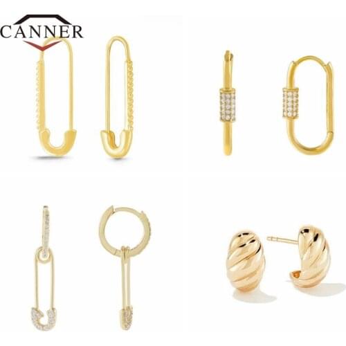 CANNER Fashion Personality Diamond Geometry Stud Earrings for Women CZ Zircon Piercing Earring Ear Stud Jewelry Pendients Gifts