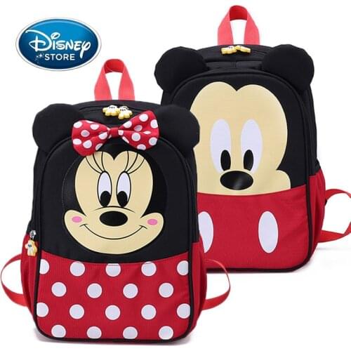 Disney Cartoons Mickey Mouse Kid Backpack 3D 3-6 Years Old Children Backpacks Kindergarten Minnie Schoolbag Preschool School Bag