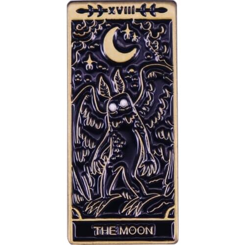 The Moon Tarot Card Enamel Pin Creepy Mothman Brooch Nerds Favorite Cryptid Nightcrawler
