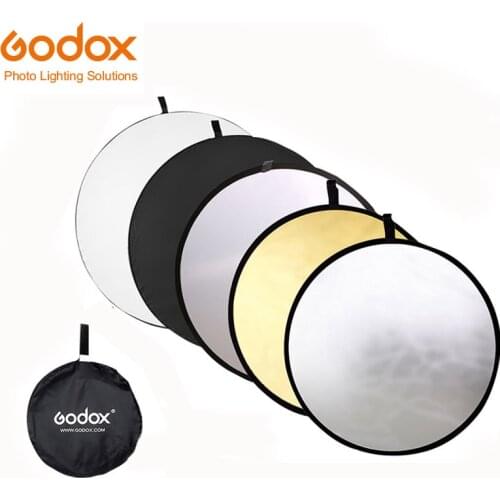 Godox 110cm 5 In 1 Portable Collapsible Light Round Photography Reflector for Photo Studio Translucent Silver Gold White Black