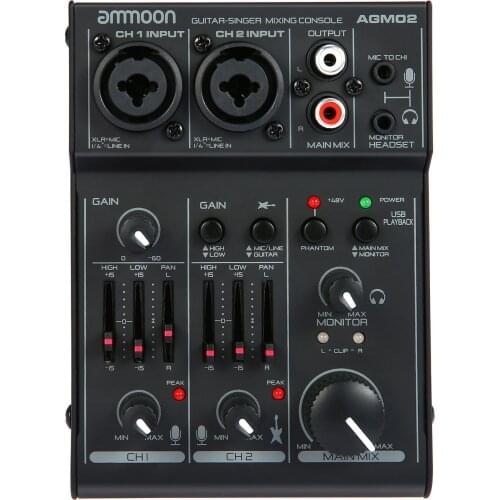 Channel Sound Card Mixing Console Digital Audio Mixer 2-band EQ Built-in USB Home Studio Recording DJ Network Live Karaoke
