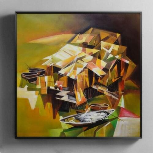 Oil Painting Hand painted Abstract Landscape Static Lake Wall art Picture for living room Painting Canvas Modern Home decor #961