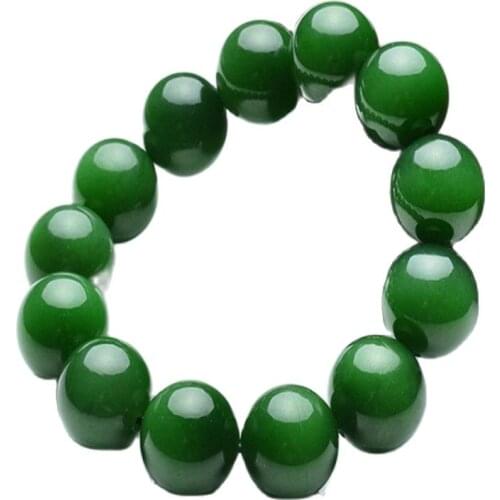 China natural green jade Round bead Bracelet Elastic Bracelet