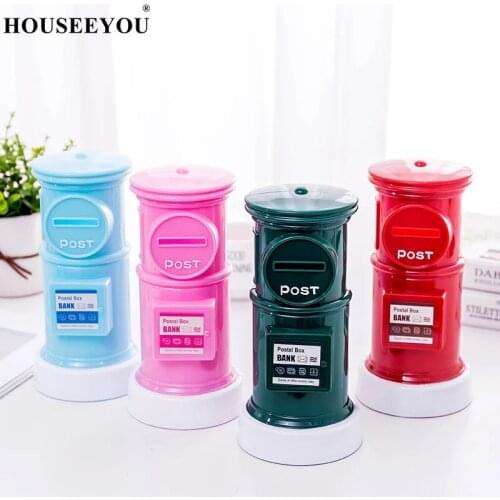 Piggy Bank Cartoon Mailbox Money Box for Kids Toys Home Decor Saving Coin Storage Case Children Figurine Cash Container