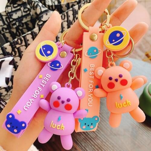 Creative Cartoon Luck Bear Keychain Cute Doll Car Keychain Women Couples Backpack Pendant Keyring Ornaments Gifts