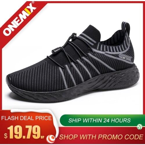 ONEMIX Men Retro Running sport Shoes Knitted Vamp Sneakers Light Breathable Men Shoes Outdoor Jogging Walking Trainers