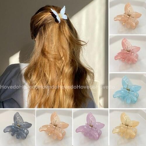 Mini Butterfly Hair Claw for Women Girls Acrylic Hair Accessories Sweet Hair Claw Clips Crab Simple Hair Clamps Chic Hair Clip
