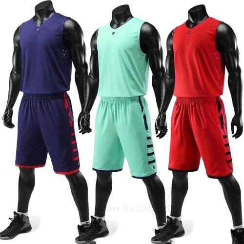 Mens Cheap college Basketball Jerseys Uniforms Set blank breathable dry quick basketball shirts+shorts suits Big Size Customize