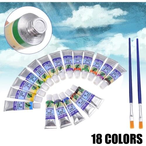 18 Colors 5ml Watercolor Draw Tube Pigment Set Professional Gouache Paint DIY Artist Painting Supplies With 2pcs Brushes
