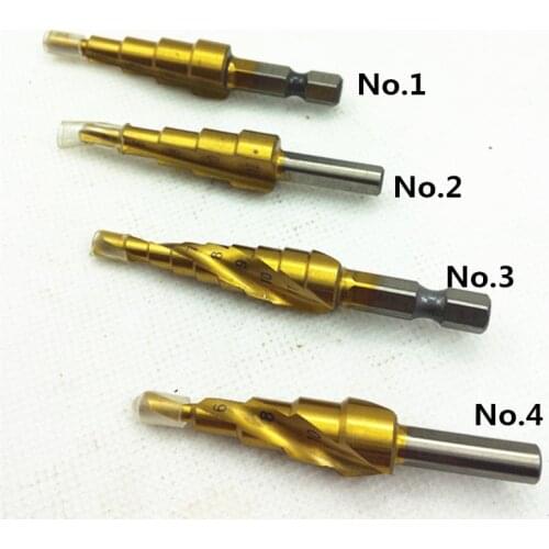 4-12mm HSS Step Drill Bit Sets Titanium Coated Hole Step Cutter
