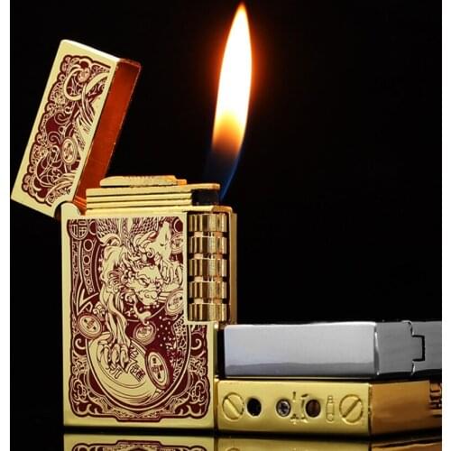 New Unusual multicolour pattern Butane inflatable gas Cigarette lighter Fashion Side ignition Classical red flame men women Gift