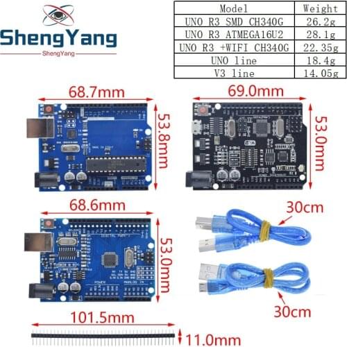 1 Set UNO R3 Official Box ATMEGA16U2+MEGA328P Chip For Arduino UNO R3 Development board + USB CABLE