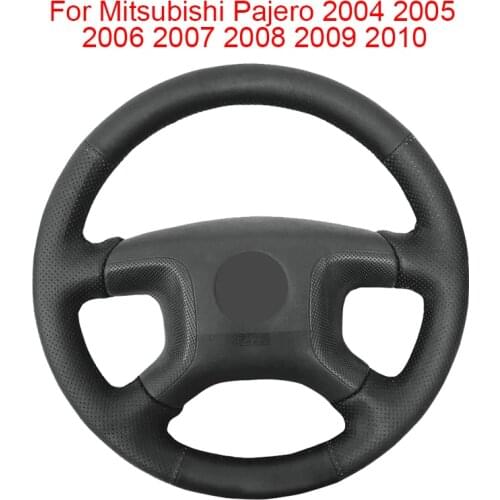 Customized Original Car Steering Wheel Cover For Mitsubishi Pajero 2004-2010 Leather Braid For Auto Steering Wheel Wrap Black