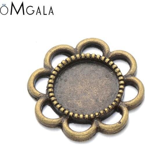 OMGALA 10pcs/lot 12mm Ancient Cabochon Base Tray Bezel Blank Setting For Pendant Necklace DIY Jewelry Making Findings jewellery