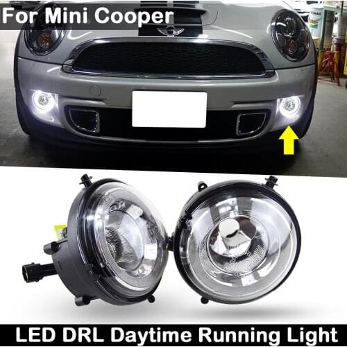 2Pcs For Mini Cooper R55 R56 R57 R58 R59 R60 R61 High Brightness Car Front LED Daytime Running Light DRL Lamp