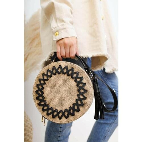 Beach Shoulder Casual Vacation Straw 2021 Bags Bags Bohemian Circle New Summer Rattan Vintage Woven Handmade Round Raffia Bag