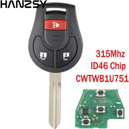 2+1 Buttons Remote key For NISSAN Qashqai Sunny Sylphy Tiida X-Trail Rogue Versa 2008 2009 2010 2012 2013 2014 2015 2016 315Mhz