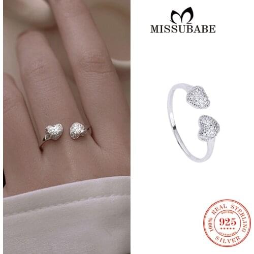 Real 100% 925 Sterling Silver Jewelry New Fashion Love Heart Romantic Cute Rings Fine Accessories for Women Girls 2021 Trendy