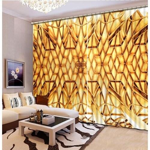 Modern curtains photo Blackout Window Drapes Luxury 3D Curtains For Living room Bed room Office Hotel Home golden curtain