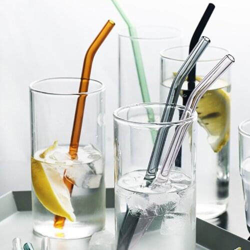Glass Straw Straight Straw Party Colorful Drinkware Creative Muddler Beverages Suckers Juice Curved Straw for Party Restaurant