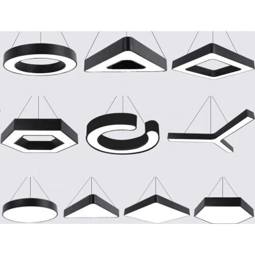 LED Modern Ring Chandelier for Gym Office Restaurant Lamp Round Hexagon Minimalist Living Room Chandelier