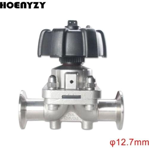 Pipe OD 12.7mm Sanitary Stainless Steel 316L Tri-Clamp OD 25.4mm Quick Install Diaphragm Valve