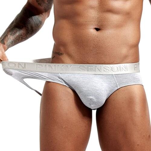 Men Modal Breathable Underwear Backless Jockstrap U Convex Pouch Briefs Underpants Thong Open Butt Panties Penis Pouch Gay