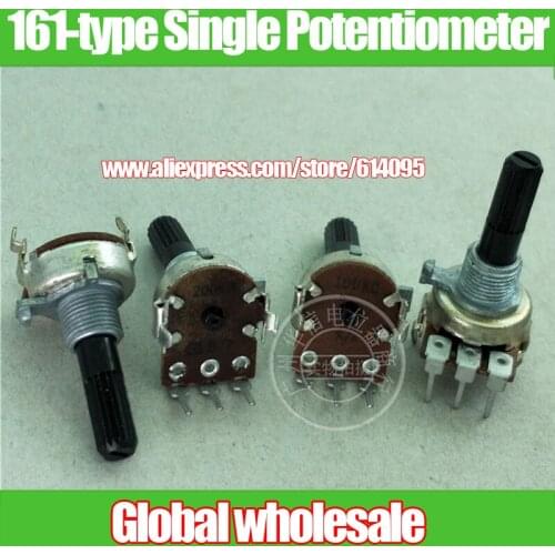 4pcs 161-type Vertical Single Potentiometer A200K C100K / Shank with 25mm Long Thread Knurling