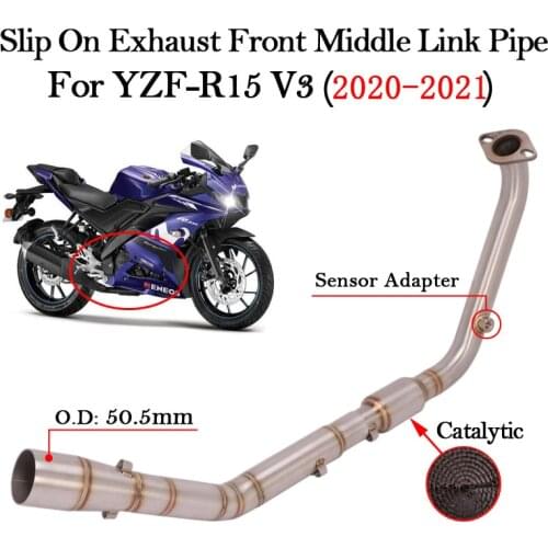 For YAMAHA MT15 YZF R15 V3 2020 2021 Year Motorcycle Exhaust Modified Escape With Catalytic Muffler Front Middle Link Pipe