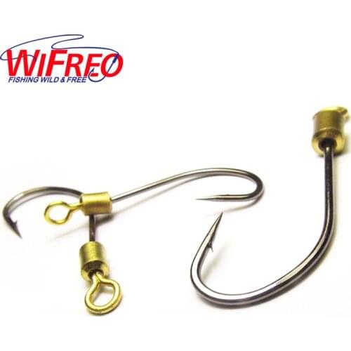 Wifreo [50PCS/lot] New Fishing Hook with Rolling Swivel Sharp Piont for Both Fresh water & Saltwater Fishing Rig Making Hooks