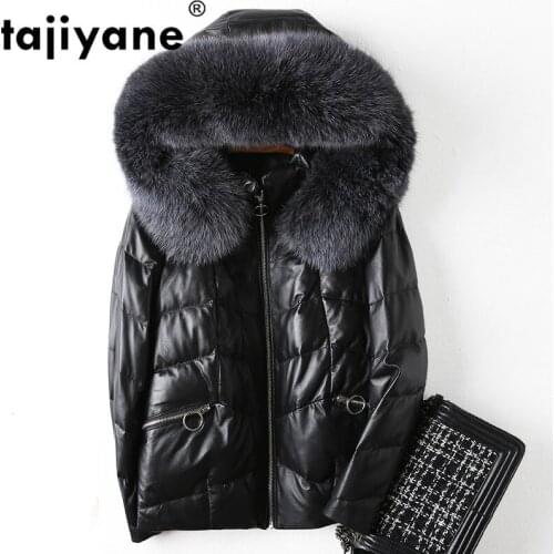 Tajiyane Womens Leather Jacket Fox Fur Collar Women Down Jacket Sheepskin Coat Female Winter Coats and Jackets Y8603Q71 WPY566