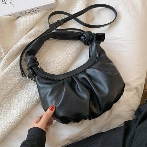 Soft PU Leather Underarm Baguette Crossbody Bag for Women 2021 Solid Color Shoulder Purses and Handbags Female Travel Fashion