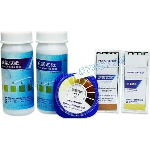 2boxes/2rolls/2bottles/pack Lab 0-2000mg/LChlorine Test Paper 0-10mg/L 0-25mg/L Free Chlorine Test Paper