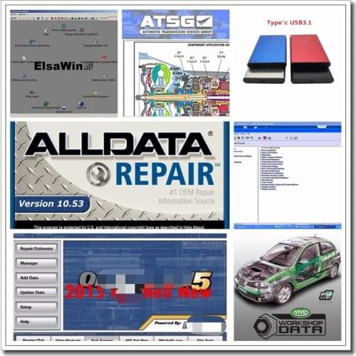 2020 hot sale alldata software elsawin alldata repair software 10.53 mit..chell OD5 2015V vivid workshop data 1TB USB 3.1 fast